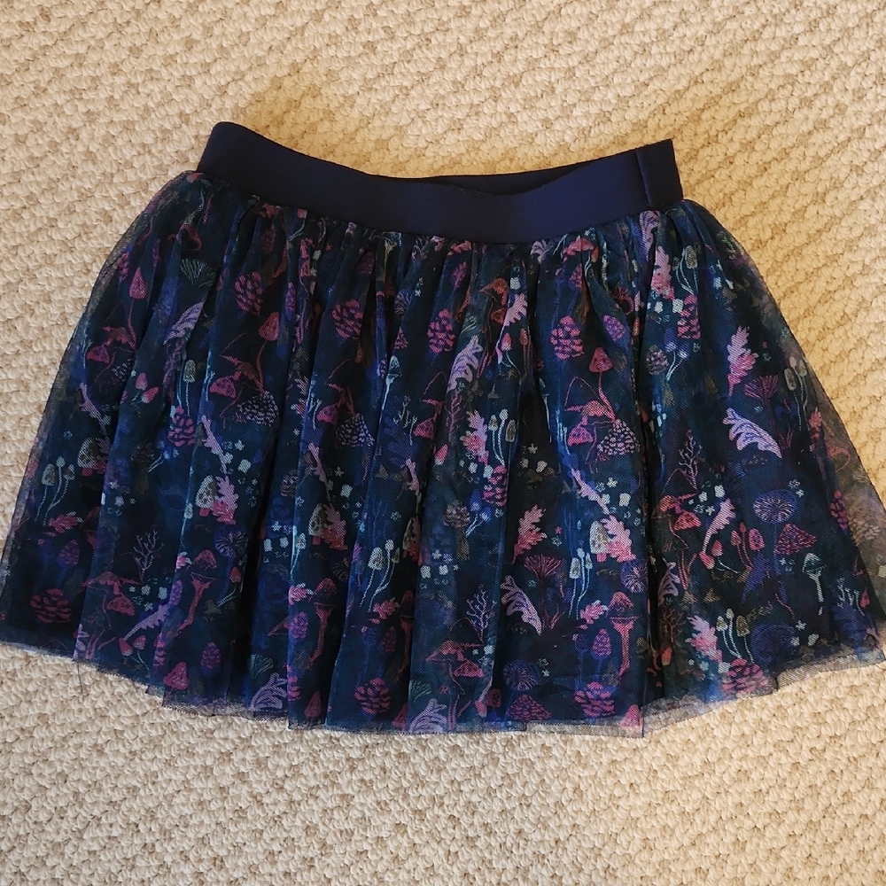 Gymboree Navy Floral layered tulle Skater Skirt